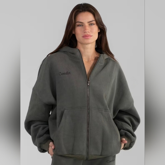 Comfrt Other - Comfrt Cloud Zip Hoodie Unisex XL Millstone Green Full Zip Oversized